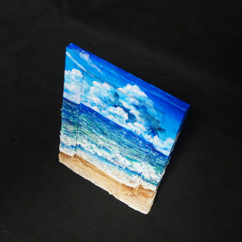 油絵 油彩 油彩画 絵 絵画 【夏の砂浜の海】ミニ絵画 絵画 HR 通販