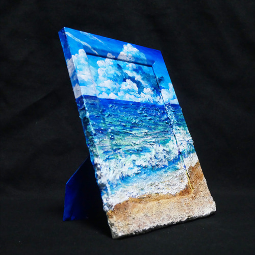 油絵 油彩 油彩画 絵 絵画 【夏の砂浜の海】ミニ絵画 絵画 HR