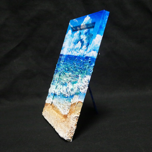 油絵 油彩 油彩画 絵 絵画 【夏の砂浜の海】ミニ絵画 絵画 HR 通販