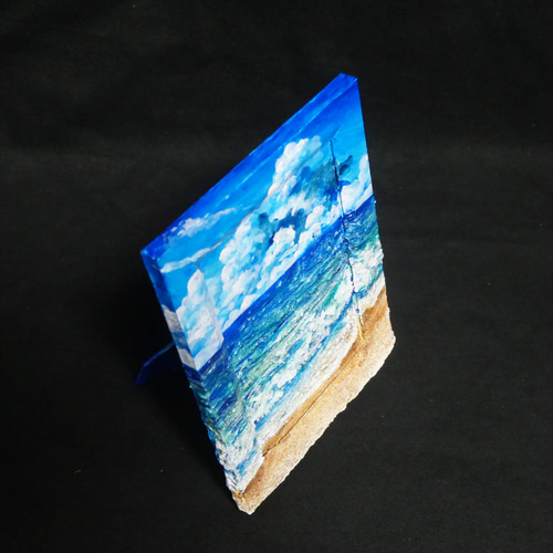油絵 油彩 油彩画 絵 絵画 【夏の砂浜の海】ミニ絵画 絵画 HR 通販