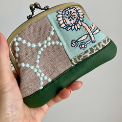 小さながま口財布＊mina perhonen 赤い花柄が可愛いミナペルホネンの