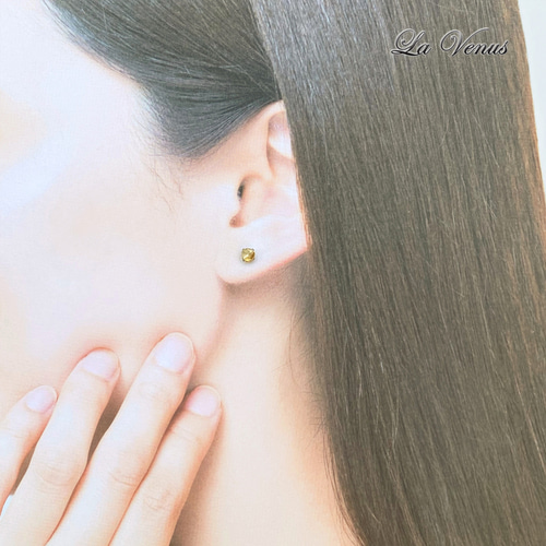 ありました！ルチルのピアスたん！かわいい！ ✴︎つけっぱなしOK✴︎ 天然 ゴールドルチルクォーツ 一粒ピアス 4mm