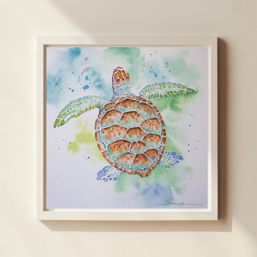 【原画】ウミガメの旅立ち 原画】ウミガメの旅立ち ヨシ 3万7千キロをおよいだウミガメの