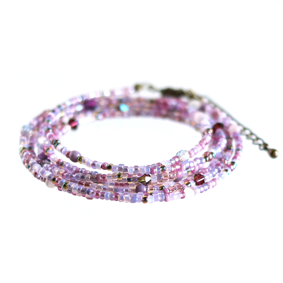 4㎜ ラップブレス 4連ラップブレス＊lavender | iichi 日々の暮らしを心地よくする