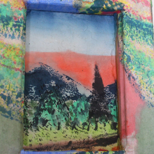 和紙ちぎり絵アート＜心象1＞壁掛けタイプ。FOサイズ 送料無料。 切り