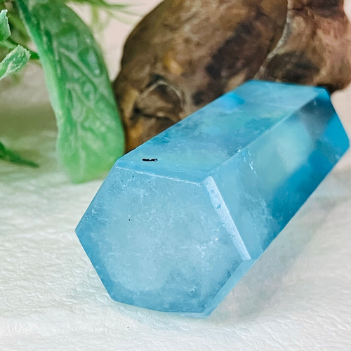 七色の夢✨ ブルー オーラ水晶 クリスタル ポイント 原石 ポリッシュ