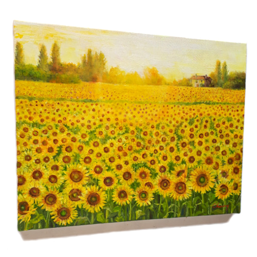 一点物】『 サンフラワー サンセット 』油絵 F6号 油彩 油画