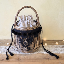 カゴバック　籐　ハンドメイド オーダー用】籐とかぎ針編みのバッグMeggBag marche M /かご