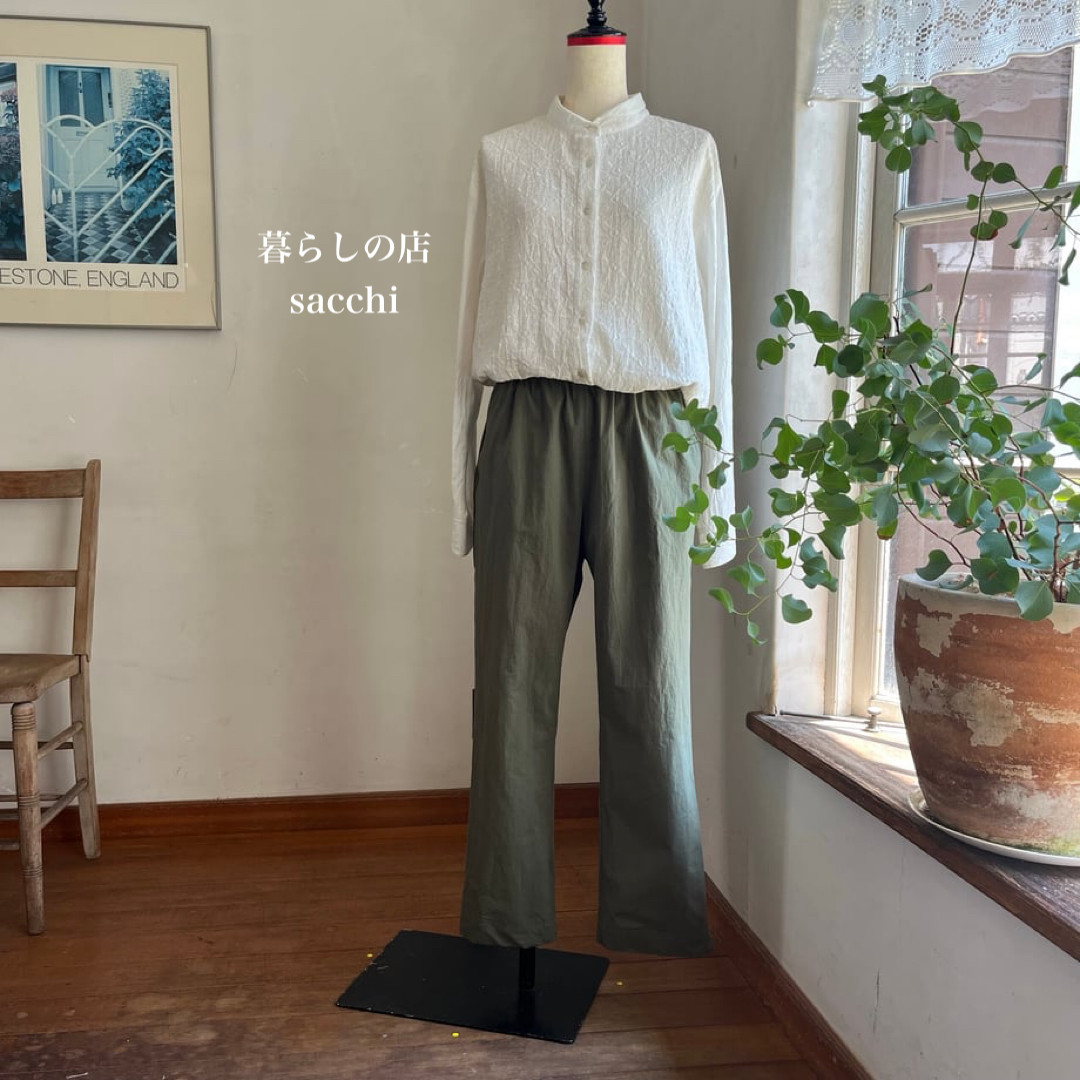 スッキリパンツ　コットン　馬布(厚手ポプリン) カーキ　　　＊暮らしの店sacchi＊