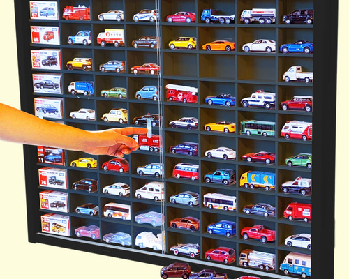 ブラック色全塗装 ミニカー収納ケース 80台 ディスプレイ アクリル