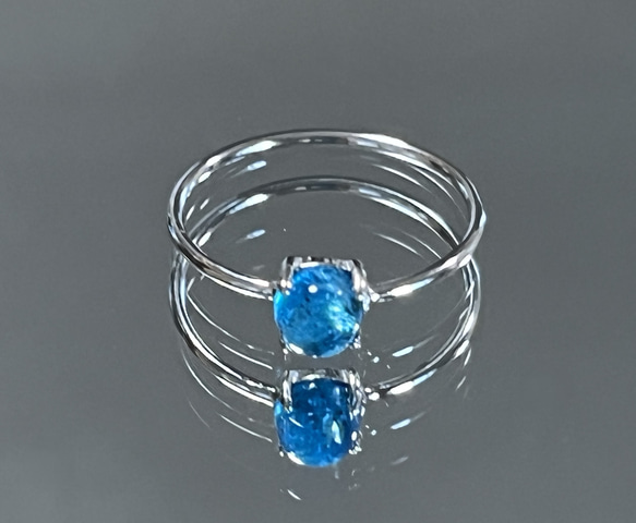 k様 ネオンブルーアパタイト リング 17号 ネオンブルーアパタイト