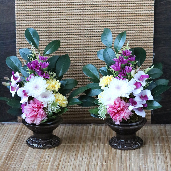 新作☆仏花一対Lタイプ 小菊カーネーションこデンファレの
