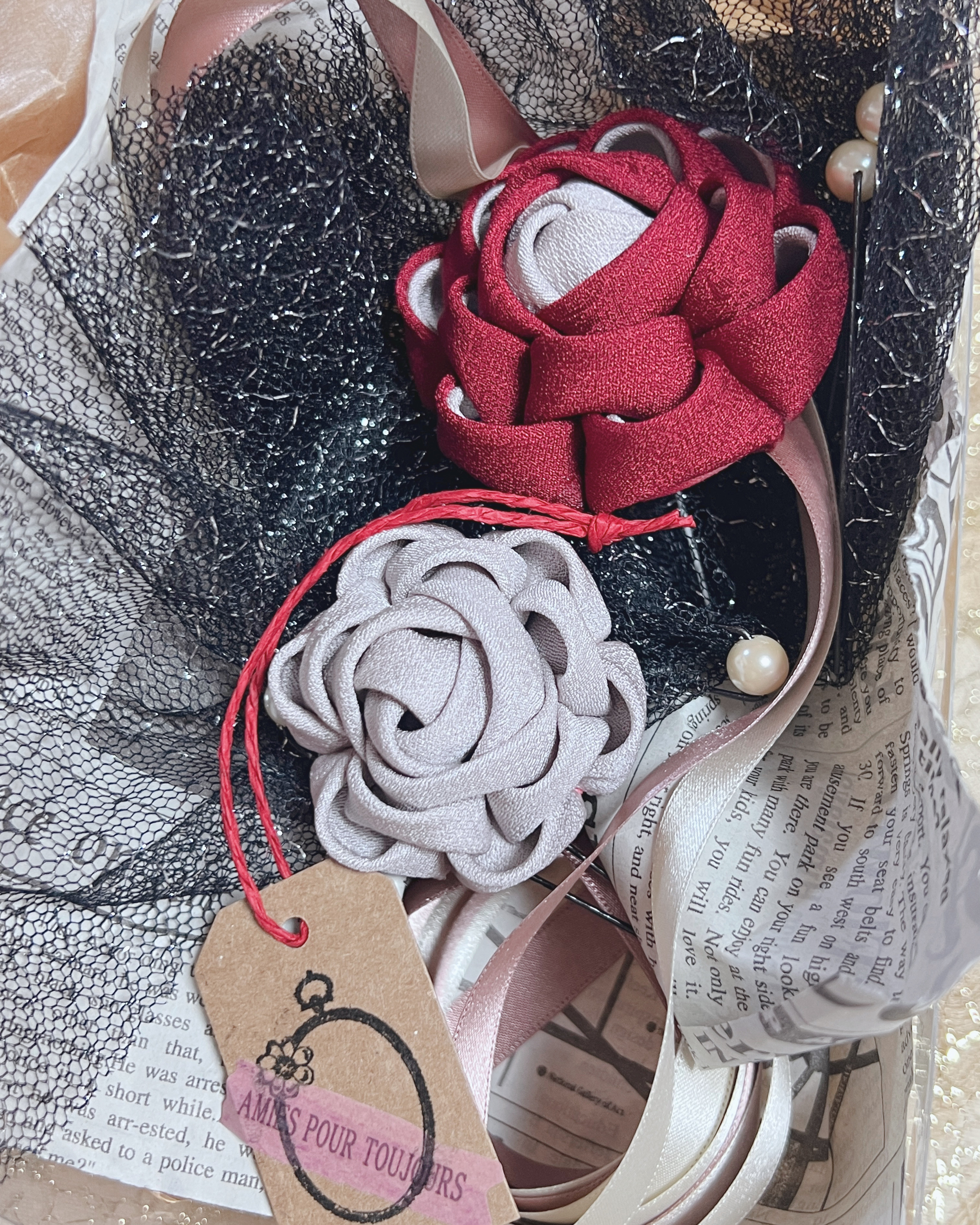 成人式に＊上品くすみカラーのカメリア髪飾り｜花の記憶-冬のパリ-