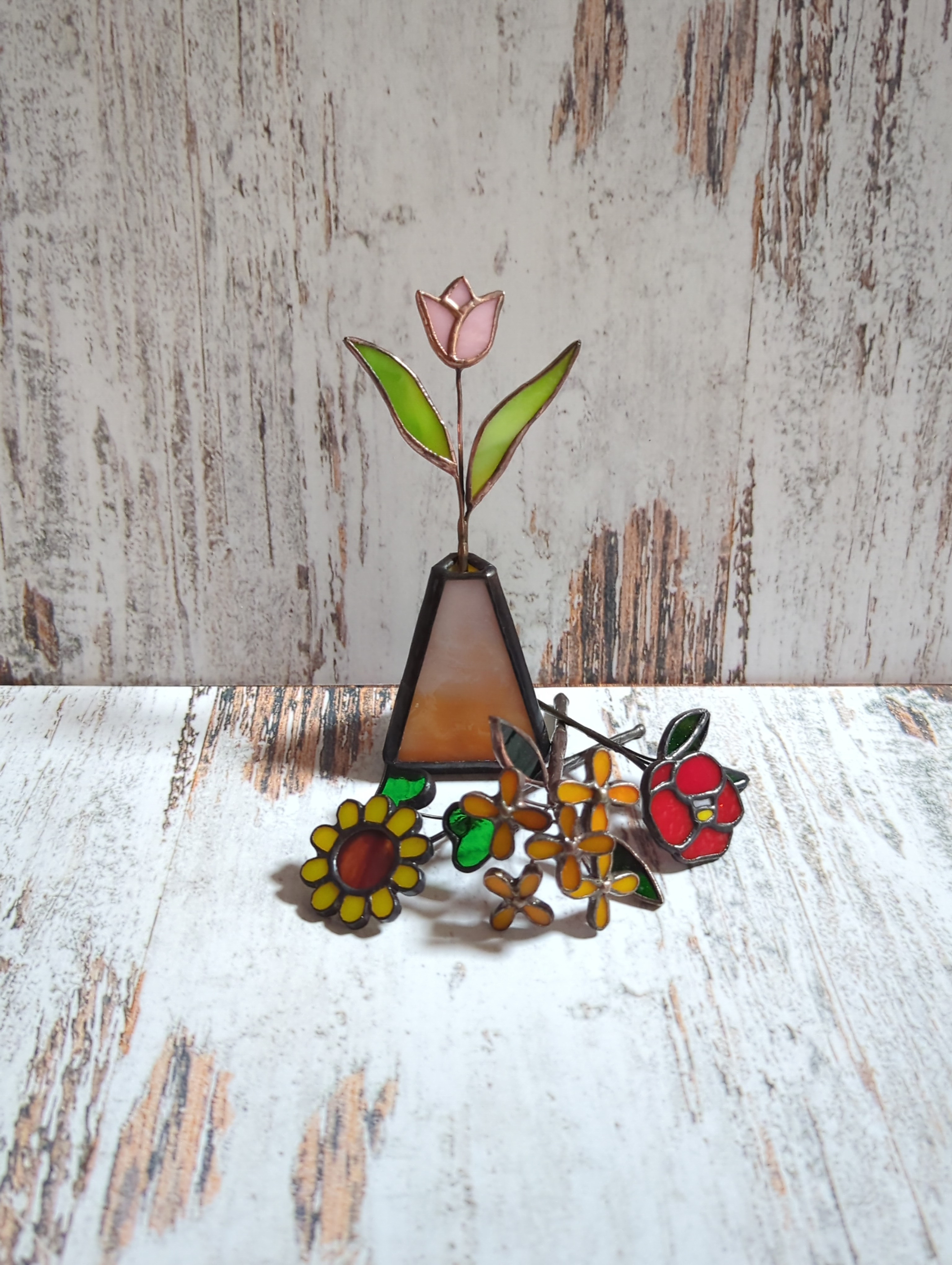 四季の一輪挿し◇春・夏・秋・冬◇季節ごとに差しかえて、一年中楽しめる！ チューリップ・ひまわり・キンモクセイ・椿