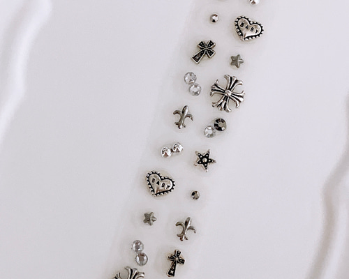 耳ツボジュエリー♡クロムクロス③20粒/ブラックシルバー/ダイエット