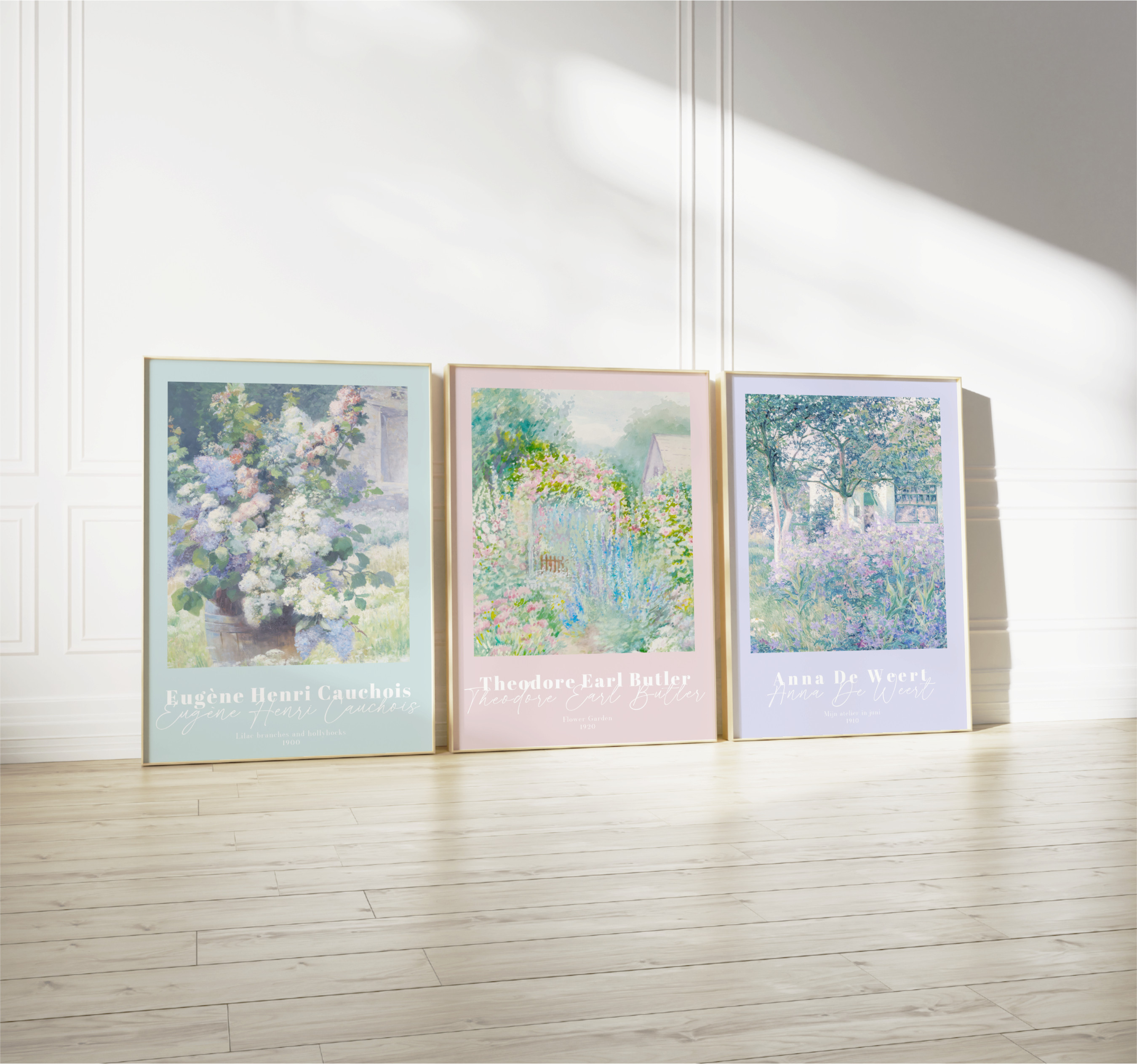 花の風景画 アートポスター 3枚セット アンティーク インテリア