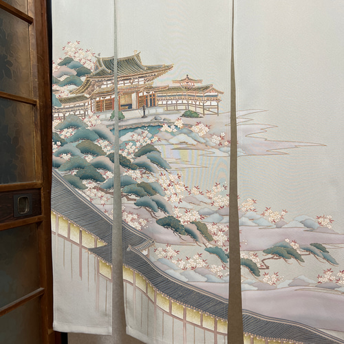 時代劇、アンティーク 、着物リメイクーのれんー暖簾、留袖、1点物作品