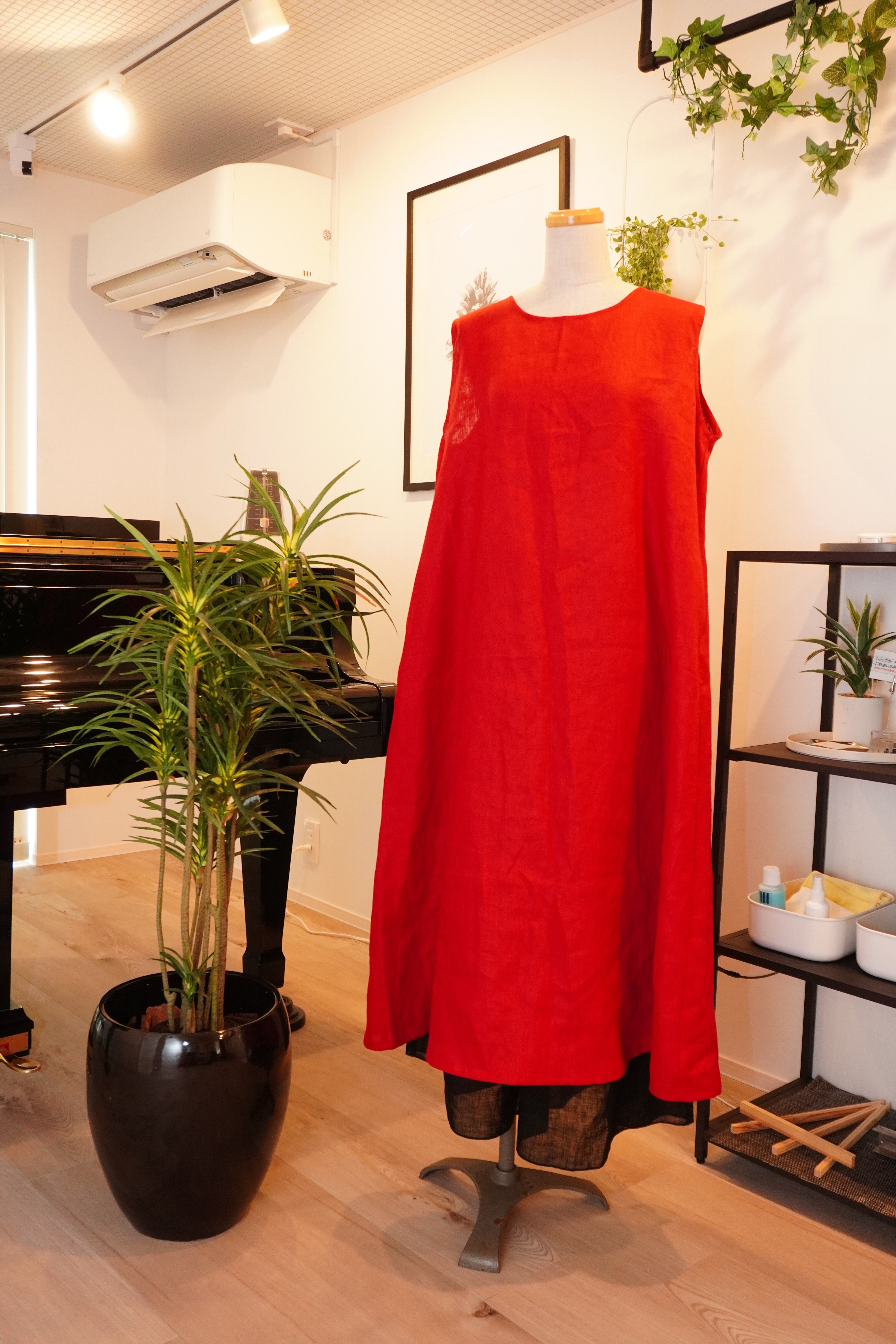 リネンノースリーブワンピース