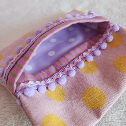帶有絨球的黃點口袋紙巾盒 第3張的照片