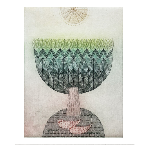 銅版画　14枚まとめ売り 銅版画作品「パワーをいただき、深呼吸」フレーム入 版画 山田ミヤ