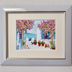 アクリル画　原画　「美瑛・青い池05」額縁付き　SMサイズ　風景画 アクリル画 原画 「美瑛・青い池03」額縁付 SMサイズ 風景画