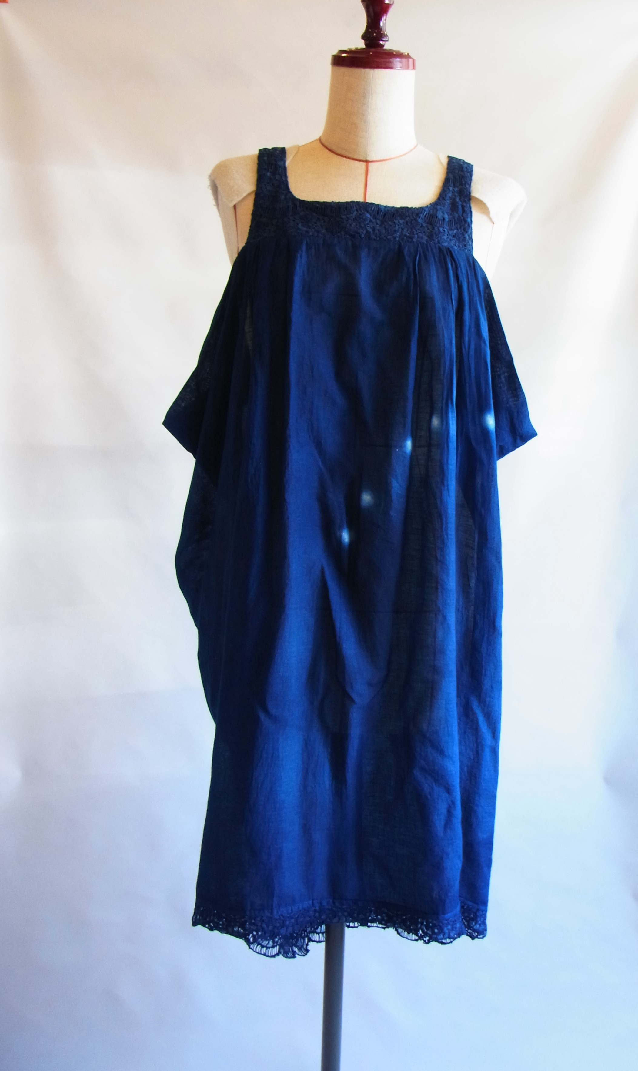 【藍染め】タックドレス