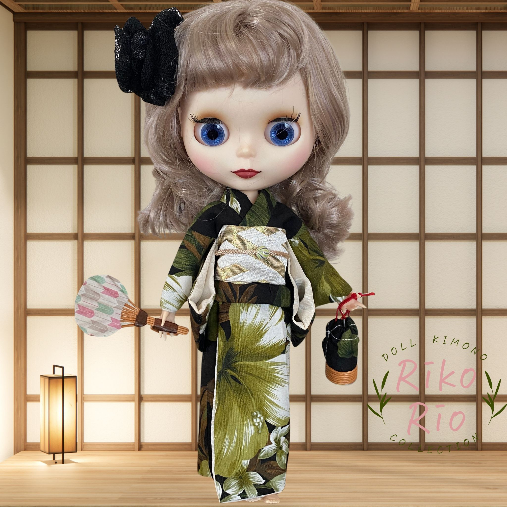 ブライスサイズ浴衣セット【宵涼みの花】