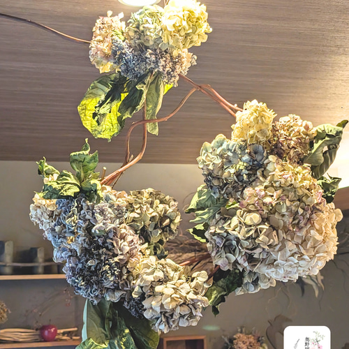 モダンナチュラル紫陽花ドライフラワー吊り下げオブジェ ドライ
