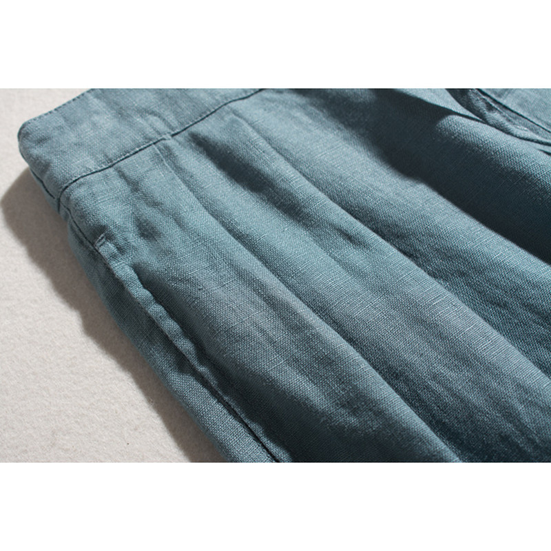 9分丈リネンパンツ　ゆとりゴムウエストリネンパンツ　4色　フリーサイズ　L679