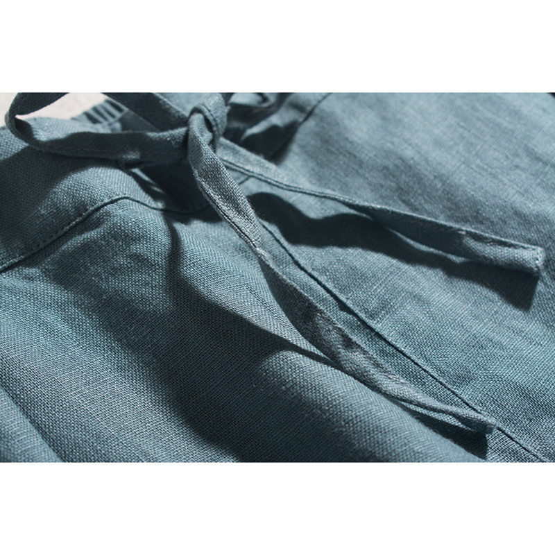 9分丈リネンパンツ　ゆとりゴムウエストリネンパンツ　4色　フリーサイズ　L679