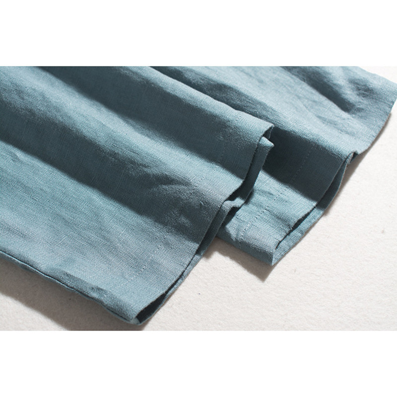 9分丈リネンパンツ　ゆとりゴムウエストリネンパンツ　4色　フリーサイズ　L679