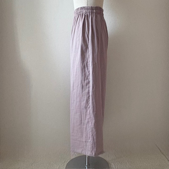 【値下げしました】ダブルガーゼ　ワイドパンツ（ピンクグレー）　〜ふわふわ柔らか　国産ガーゼ・綿100%〜 4枚目の画像