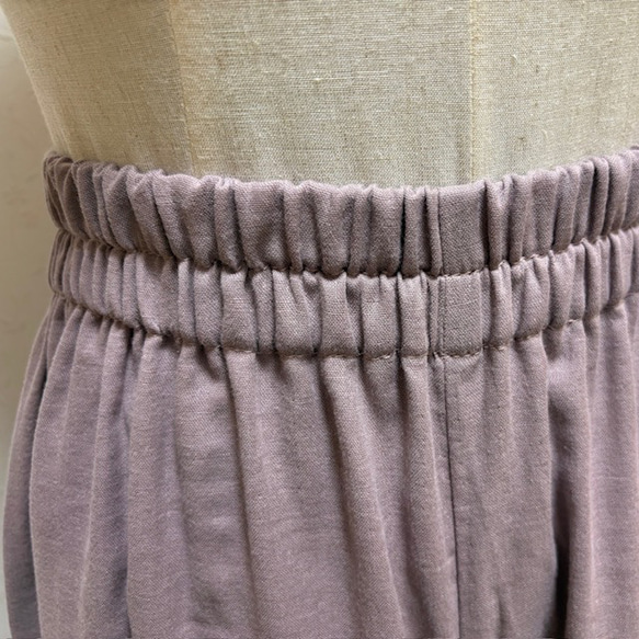 【値下げしました】ダブルガーゼ　ワイドパンツ（ピンクグレー）　〜ふわふわ柔らか　国産ガーゼ・綿100%〜 6枚目の画像