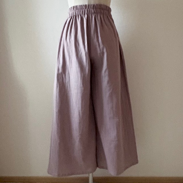 【値下げしました】ダブルガーゼ　ワイドパンツ（ピンクグレー）　〜ふわふわ柔らか　国産ガーゼ・綿100%〜 3枚目の画像
