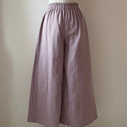 【値下げしました】ダブルガーゼ　ワイドパンツ（ピンクグレー）　〜ふわふわ柔らか　国産ガーゼ・綿100%〜 2枚目の画像