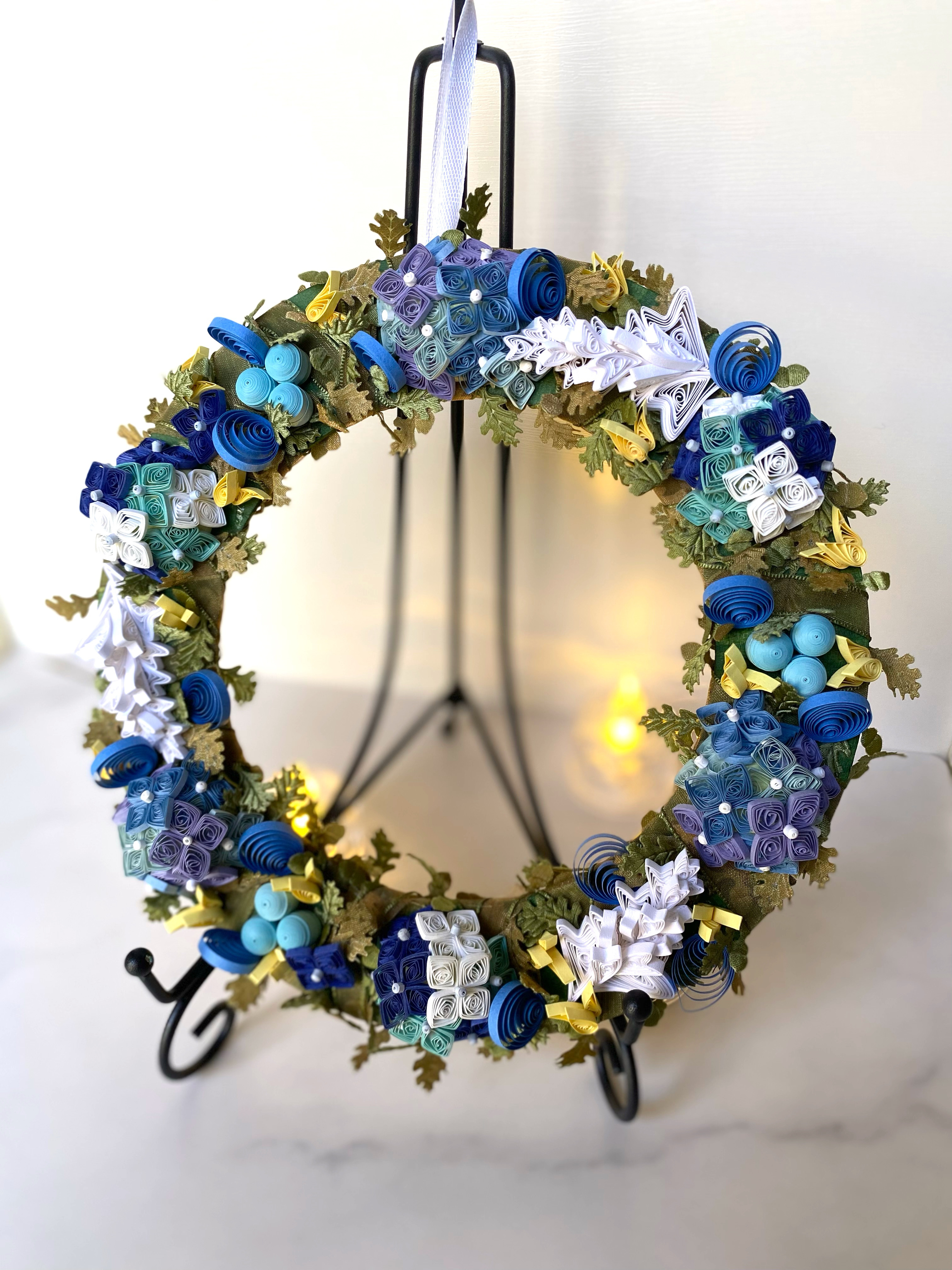 全て紙でできてる★ペーパークイリング★紫陽花のリース