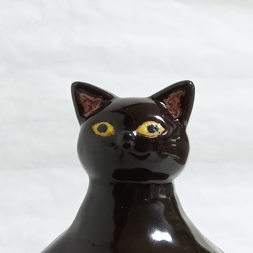 黒猫の花瓶 陶器 花器 クロネコ 一輪挿し・花瓶・花器 粘土工房ネコヤ
