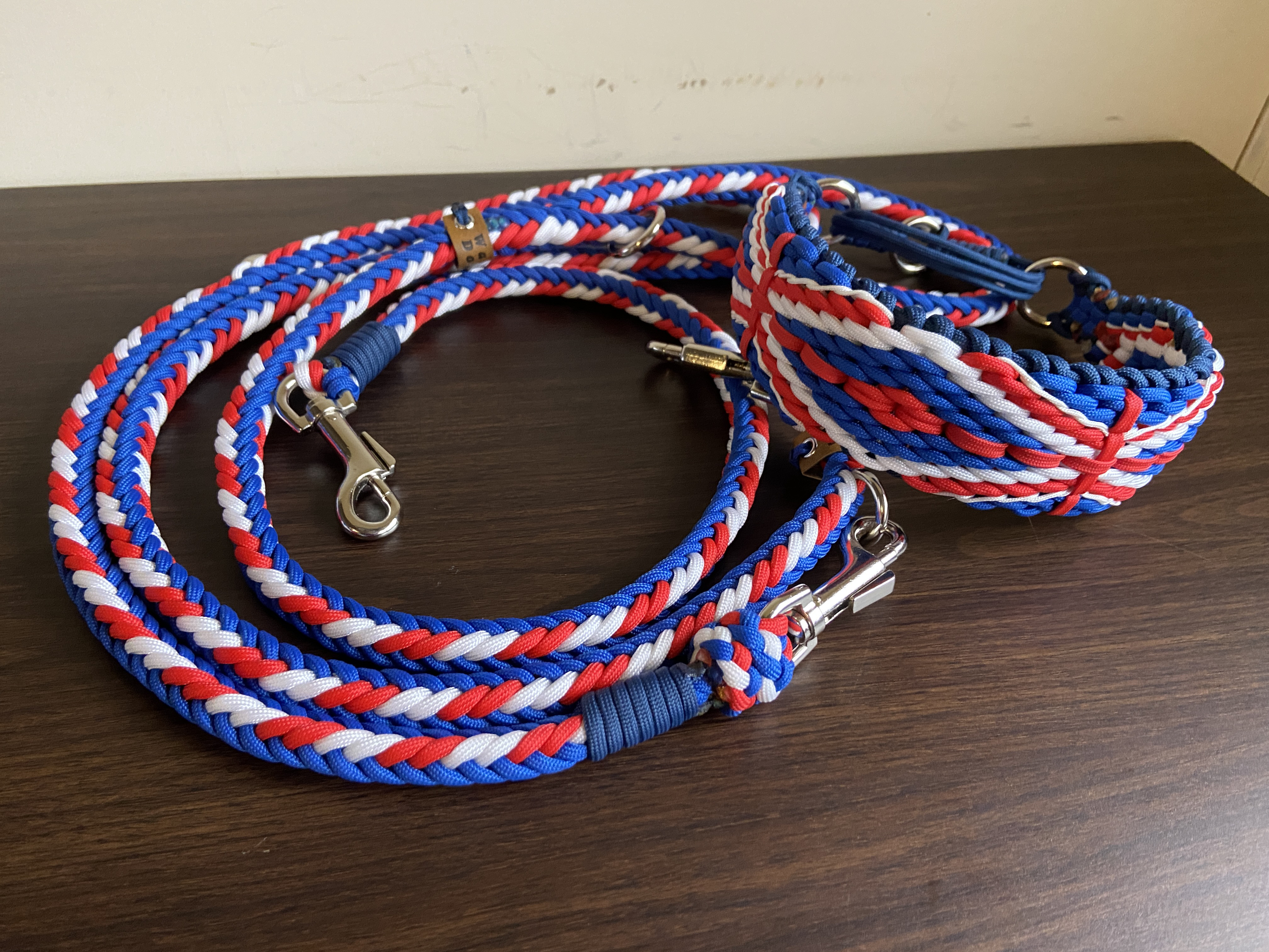 パラコードリード　ユニオンジャック 　№060 パラコードユニオンジャック(イギリス国旗)幅広首輪＋ハンズフリー