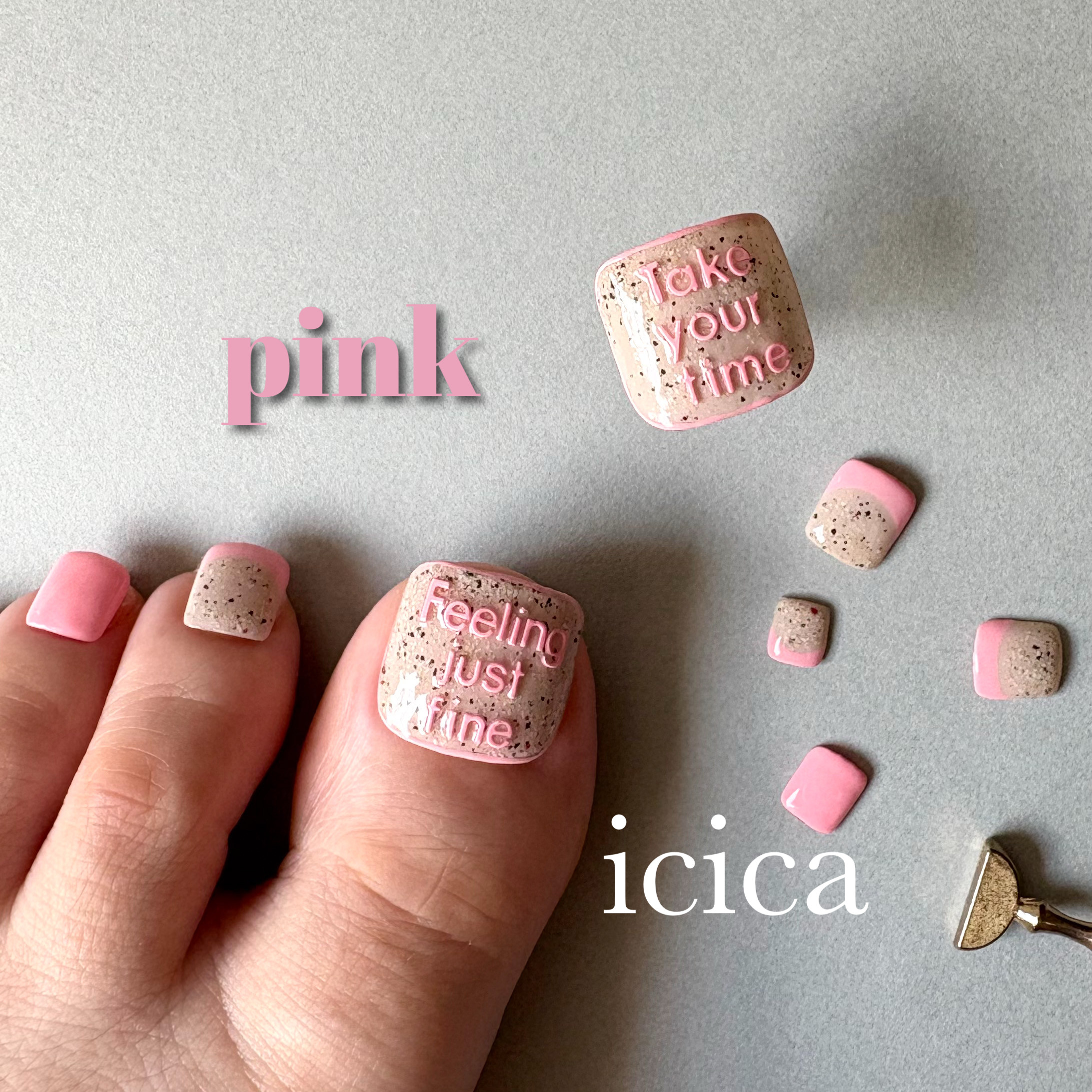 カラフルパステル　message for you フットネイル　ピンク