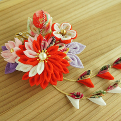 つまみ細工 ちりめん リボン 小さめ 髪飾り ピンク系 卒業式、成人式