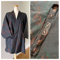 大島紬 着物リメイク 作務衣 白大島 現品限り シルク上衣 その他