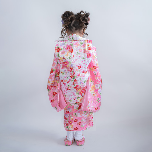 七五三3歳/7歳髪飾りP】人気の髪型お団子ツインヘアアレンジ/小学生