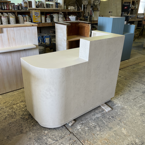 石っぽい】レジカウンター アールカウンター レジ台 机・デスク エバー