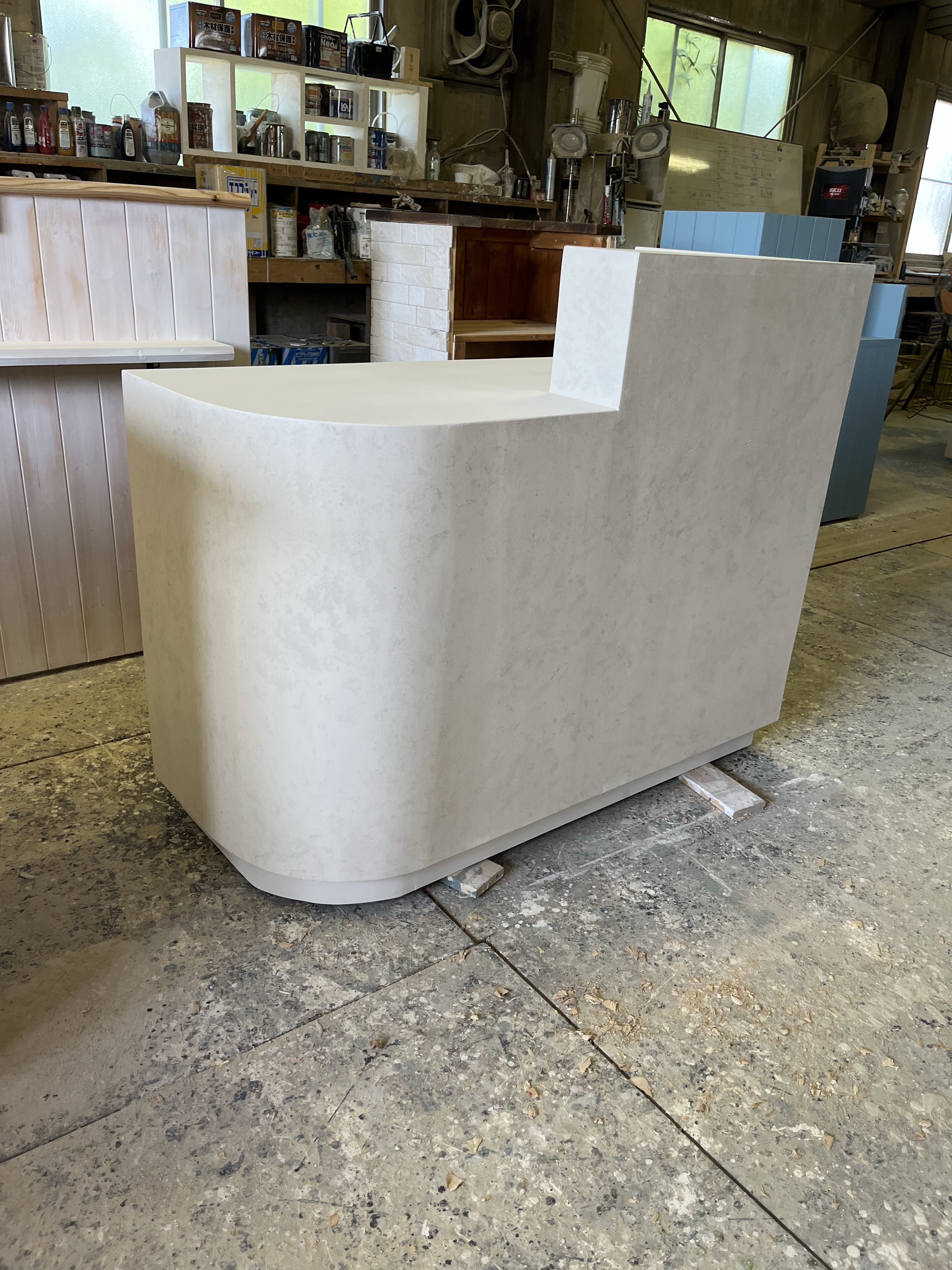 【石っぽい】レジカウンター　アールカウンター　レジ台