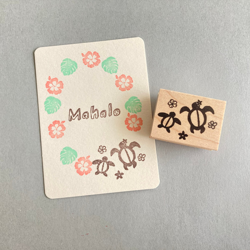 ラスト1点限り新作♡未使用　一押しフレームダイと絵本スタンプ　スタンピンアップ なかよしホヌ（ウミガメ）【ラバースタンプ】 はんこ・スタンプ はんこ