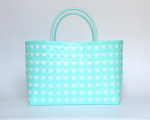 Mint Gingham (Marche)｜ミントギンガムの手編みプラカゴ（PPバンド