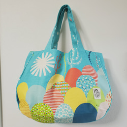 丸底バルーンバック♡北欧 Flower Ye ころりんバッグ 丸底 北欧風花柄 バルーンバッグ トートバッグ