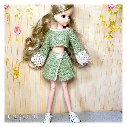 22cmドール用 サマーニット&ミニ巻きスカート リカちゃん ブライス