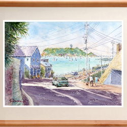 水彩画原画　江ノ電と海岸通り　＃673 水彩画原画 江ノ電と海岸通り ＃673 | iichi 日々の暮らしを