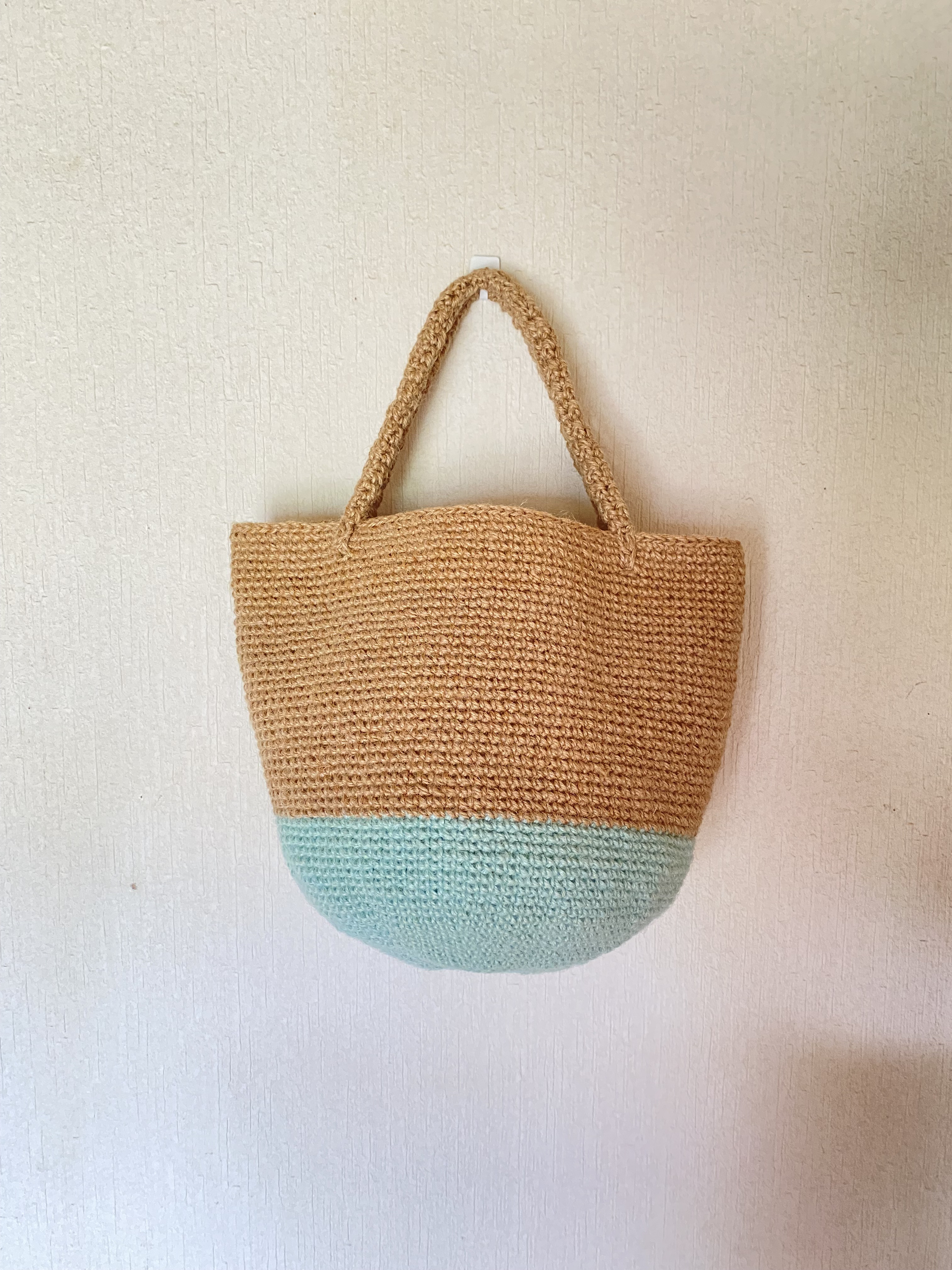 ベビーブルー麻ひもバック